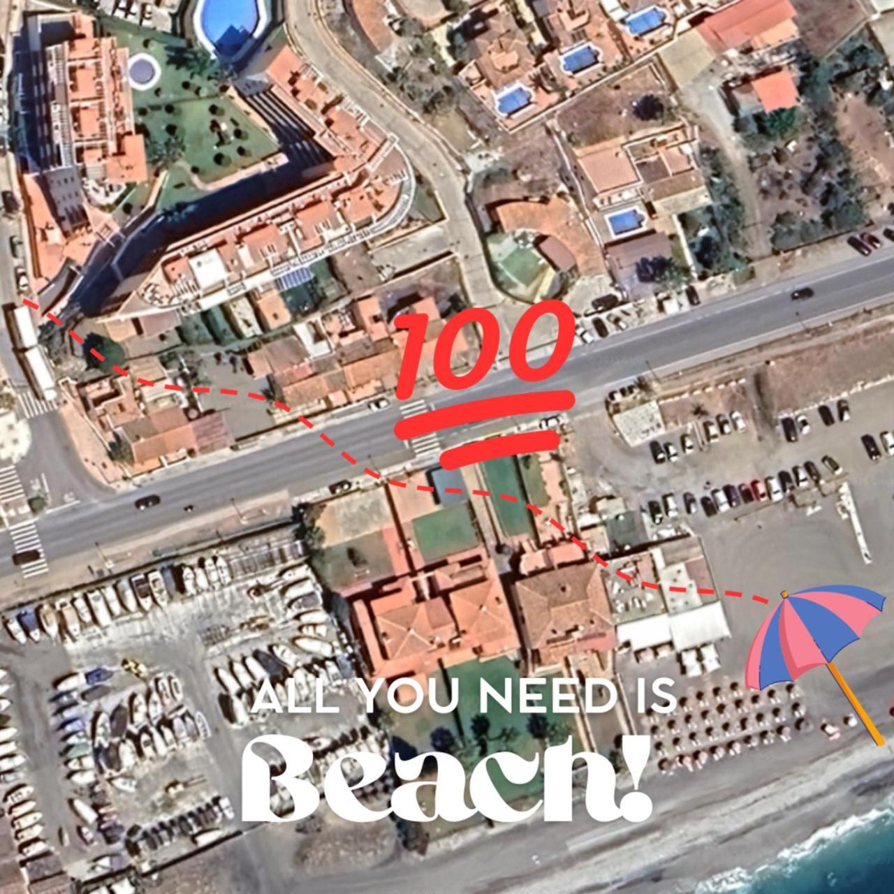 Escapada Familiar En Torrox Costa A 100M De La Playa, Vistas Al Mar Y Parking Gratis Exterior foto